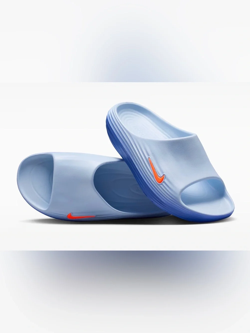 Nike ReactX Rejuven8 Men’s Slides Hydrogen Blue/Blue Crystal/Lapis/Orange sz 11